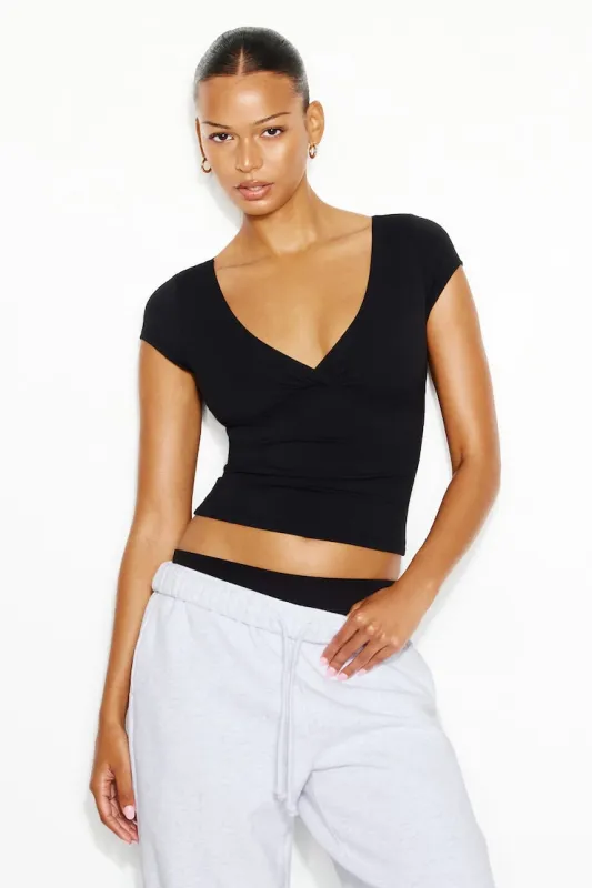 Sleek Crossover T-Shirt - Garage - Black - Women Clothing made by Garage