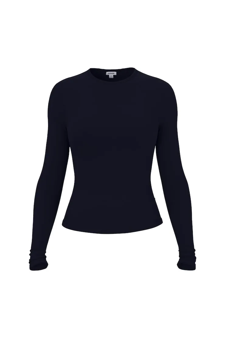 Baretouch Crewneck Long Sleeve Top - Garage - Navy - Women Clothing sold by Garage product image thumbnail 2