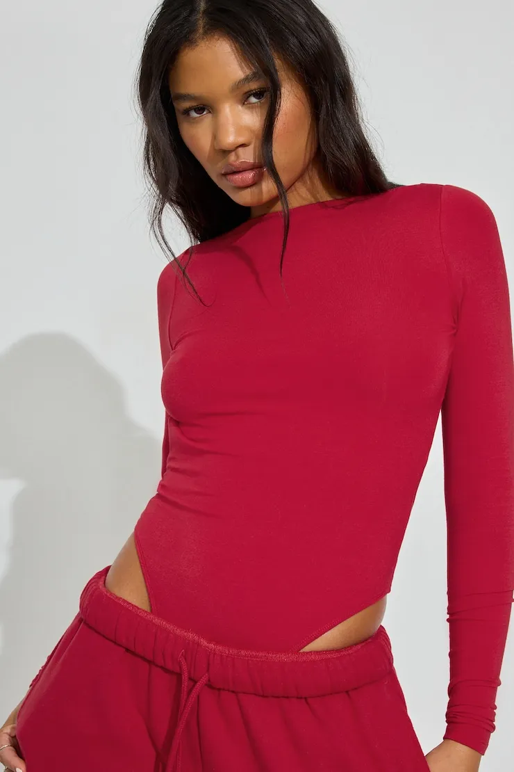 Smooth Cross Back Bodysuit - Garage - Red - Women Clothing sold by Garage product image thumbnail 2