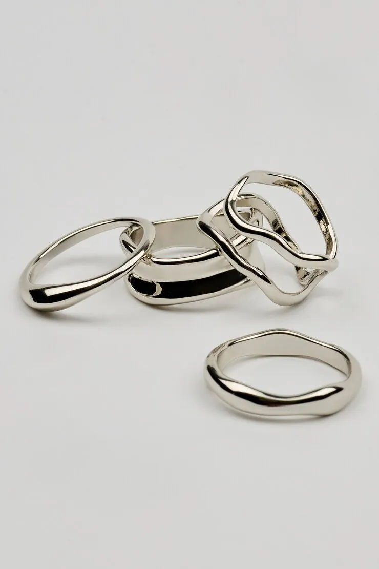 Set of 4 Wavy Minimal Rings - Garage - Grey - Women Clothing sold by Garage product image thumbnail 2