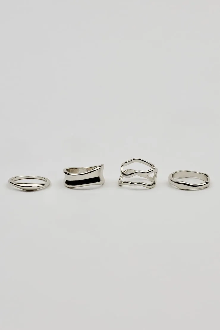 Set of 4 Wavy Minimal Rings - Garage - Grey - Women Clothing sold by Garage product image thumbnail 3