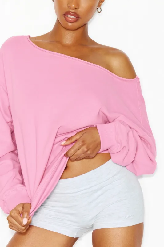 SoftTerry™ Off Shoulder Sweatshirt - Garage - Pink - Women Clothing made by Garage
