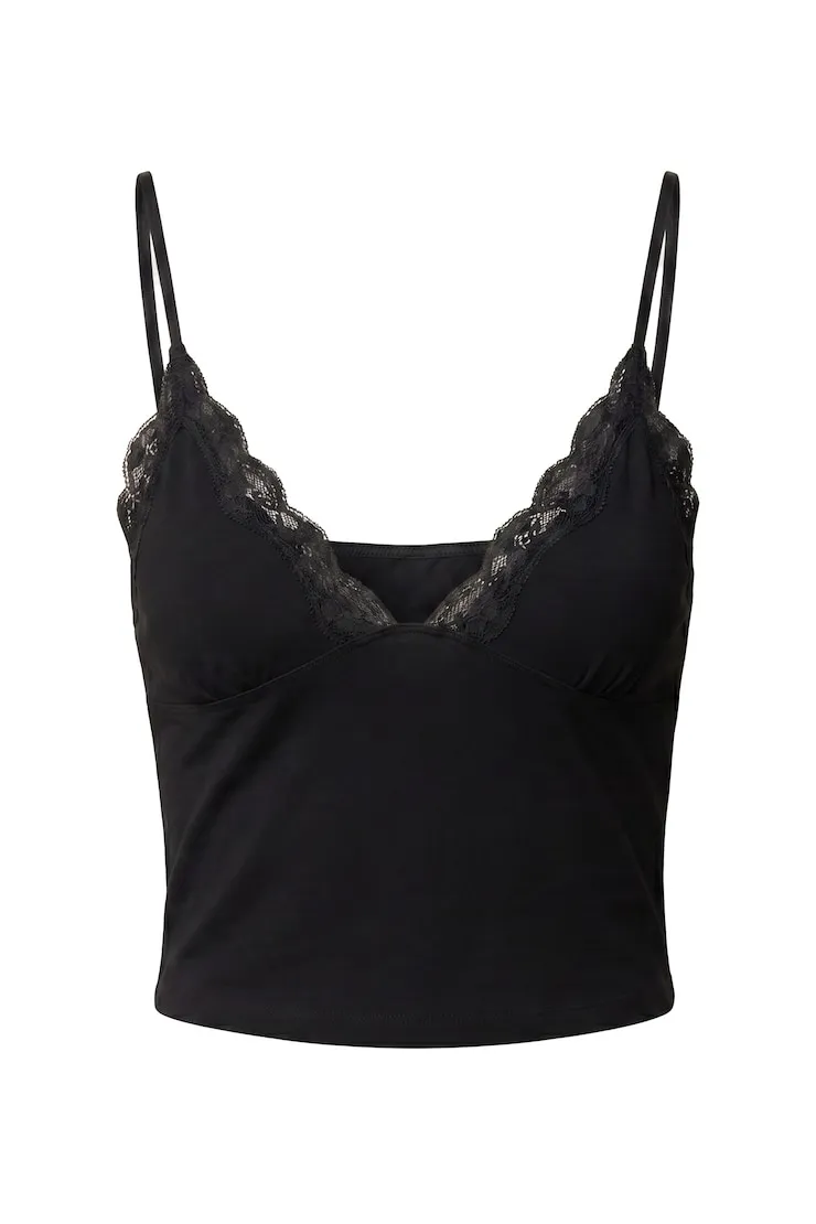 Plunge Lace Trim Cami Top - Garage - Black - Women Clothing sold by Garage product image thumbnail 2