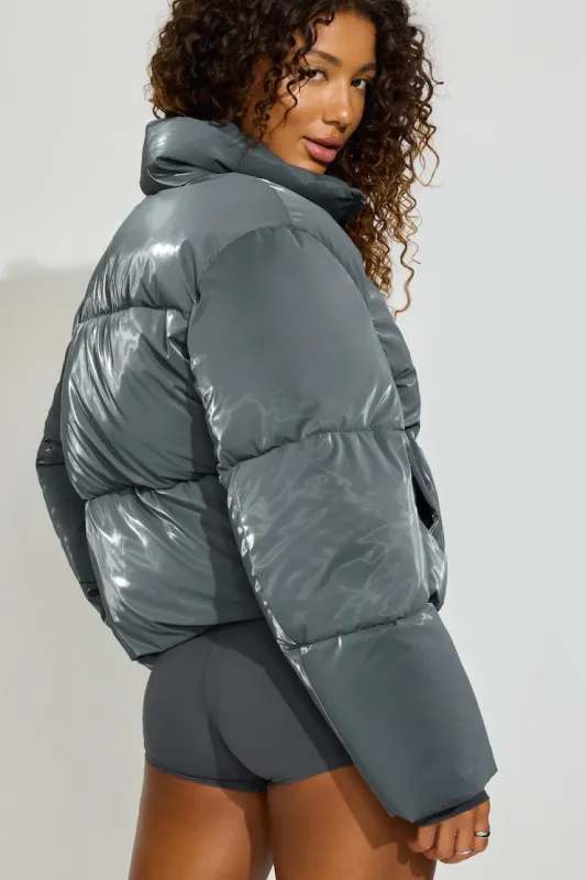 Shiny Puffer Jacket - Garage - Greys - Women Clothing made by Garage