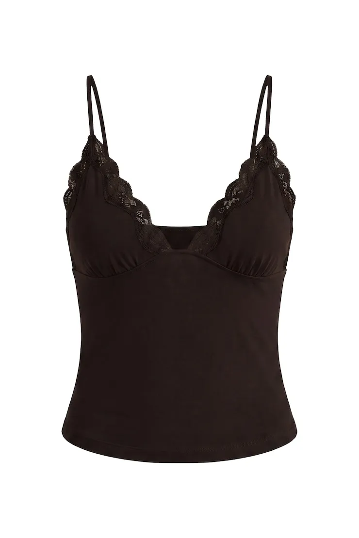 Plunge Lace Trim Cami Top - Garage - Brown - Women Clothing sold by Garage product image thumbnail 2