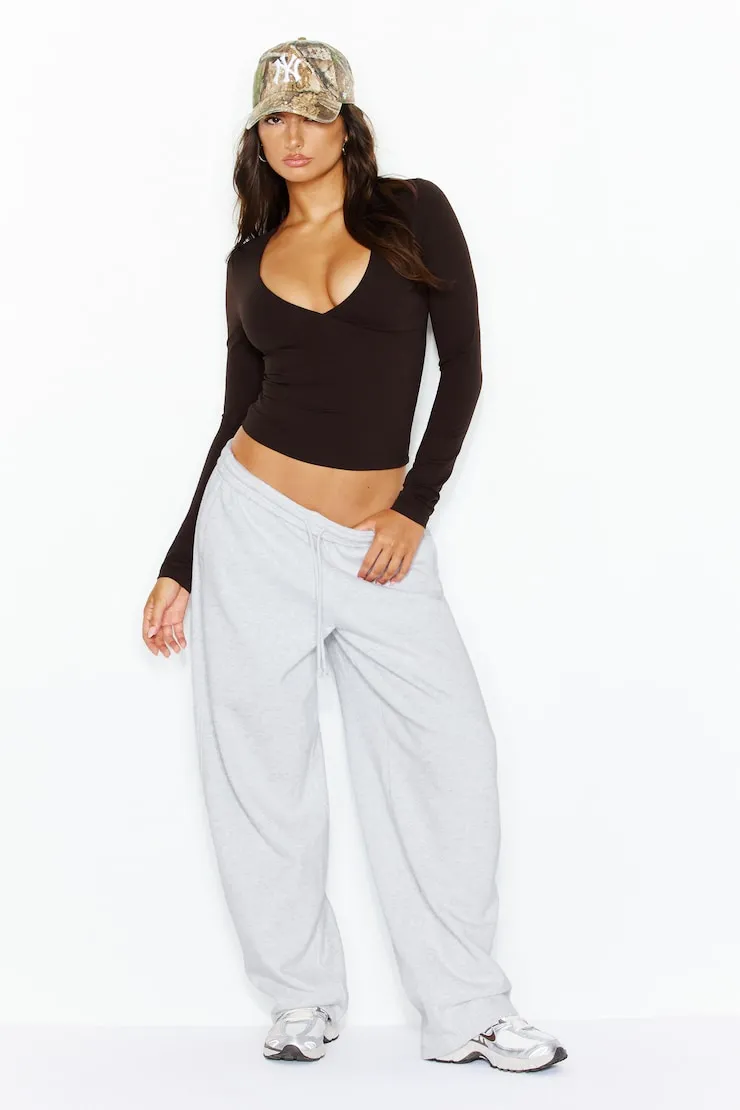 Sleek Plunge Longsleeve Top - Garage - Brown - Women Clothing sold by Garage product image thumbnail 4