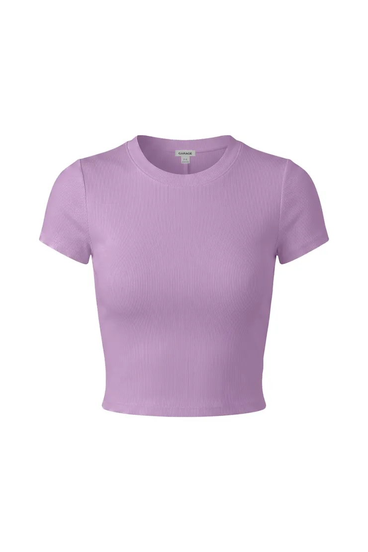 SnatchRib Cropped Crewneck T-Shirt - Garage - Purple - Women Clothing sold by Garage product image thumbnail 2