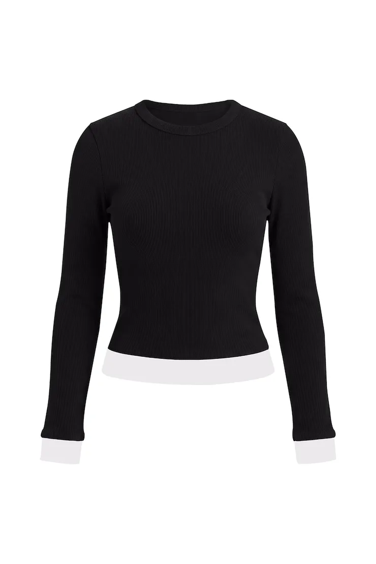 SnatchRib Double Layer Longsleeve Top - Garage - Black - Women Clothing sold by Garage product image thumbnail 2