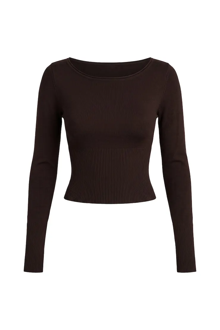 Ryan Fitted Boatneck Sweater - Garage - Brown - Women Clothing sold by Garage product image thumbnail 2