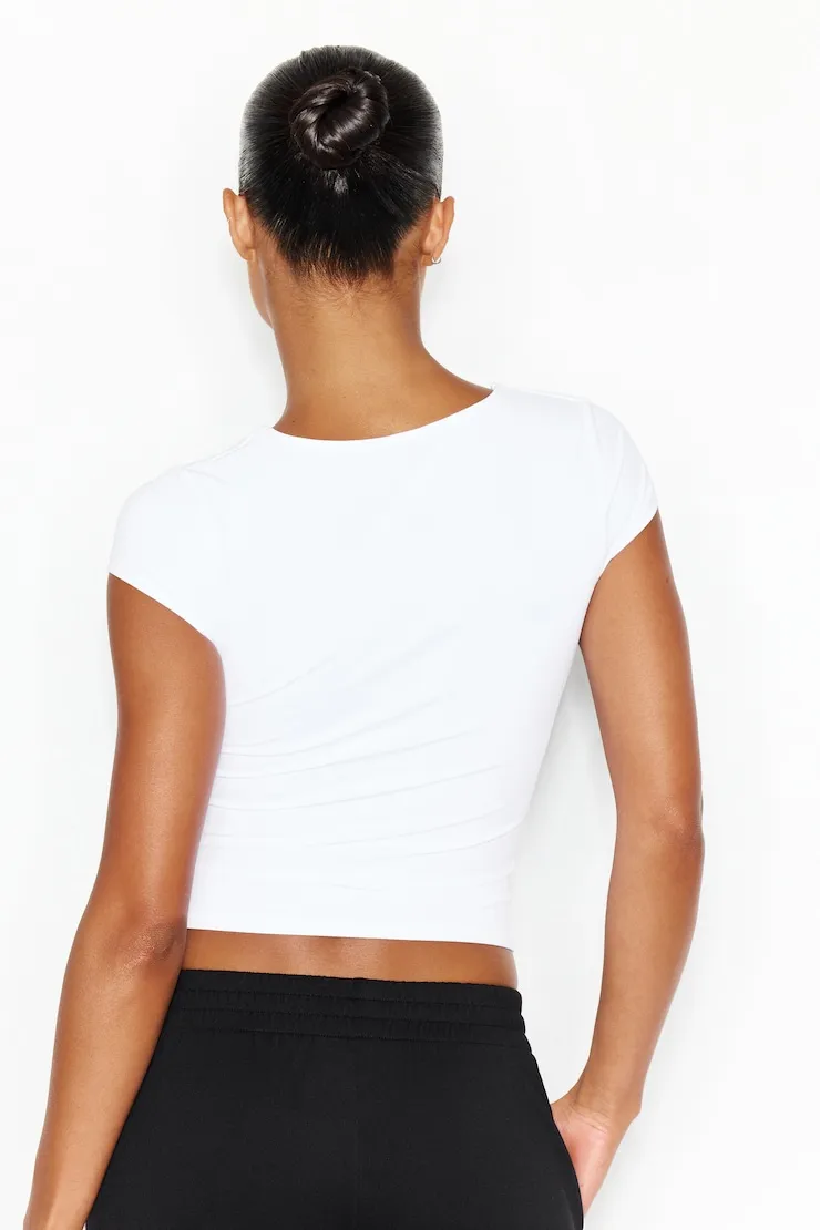 Sleek Plunge T-Shirt - Garage - White - Women Clothing sold by Garage product image thumbnail 3