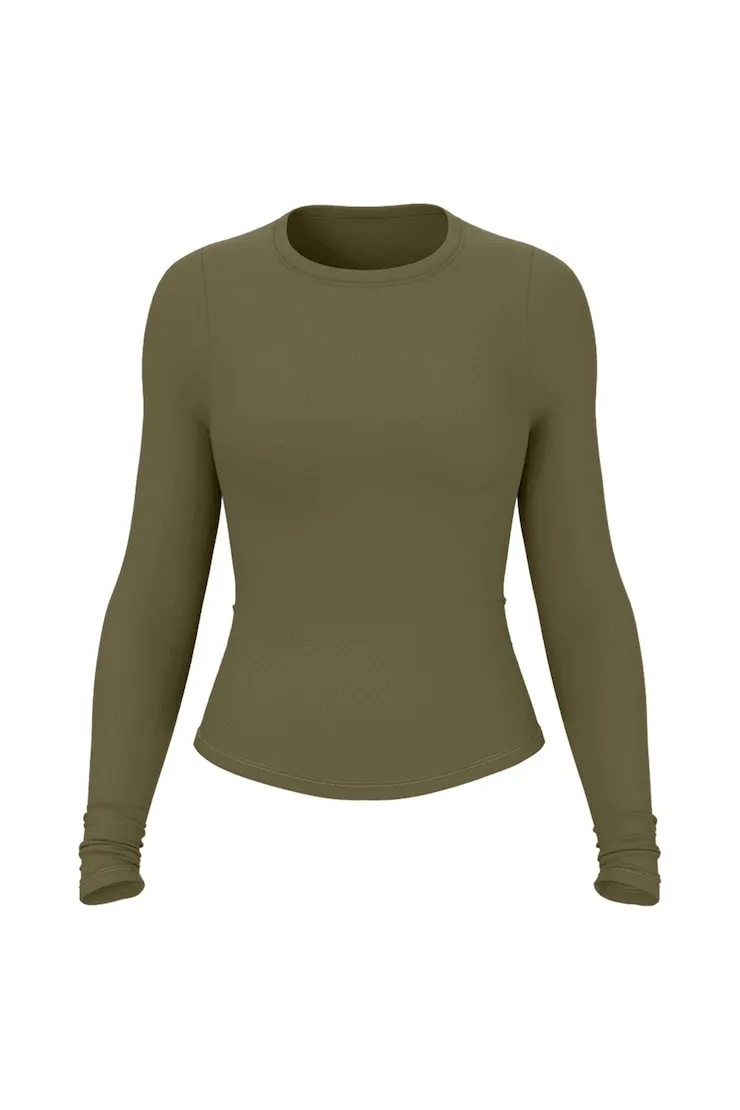 Sleek Crewneck Longsleeve Top - Garage - Green - Women Clothing sold by Garage product image thumbnail 2