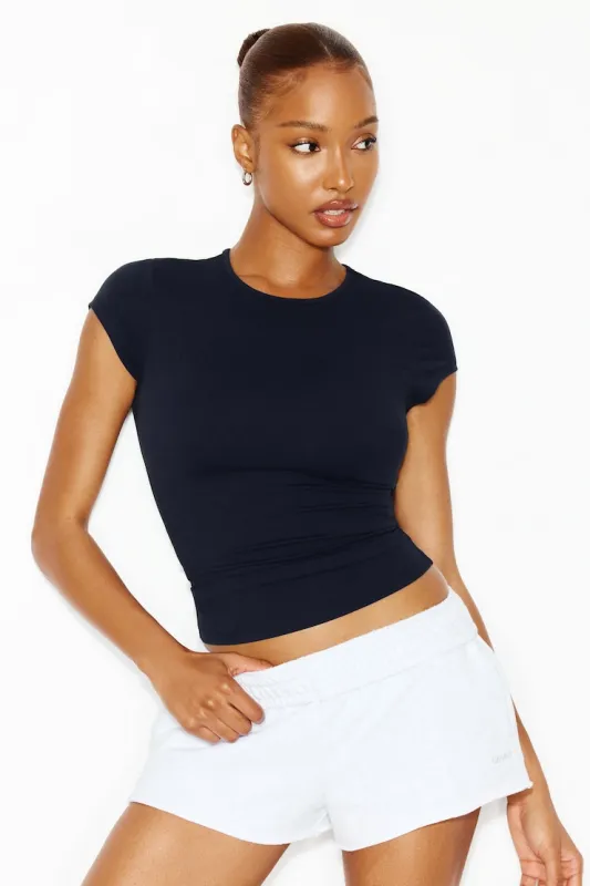 Sleek Crewneck T-Shirt - Garage - Navy - Women Clothing made by Garage