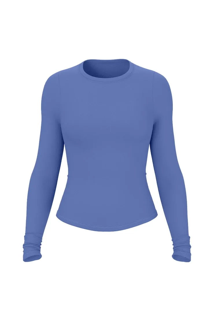 Sleek Crewneck Longsleeve Top - Garage - Blue - Women Clothing sold by Garage product image thumbnail 2