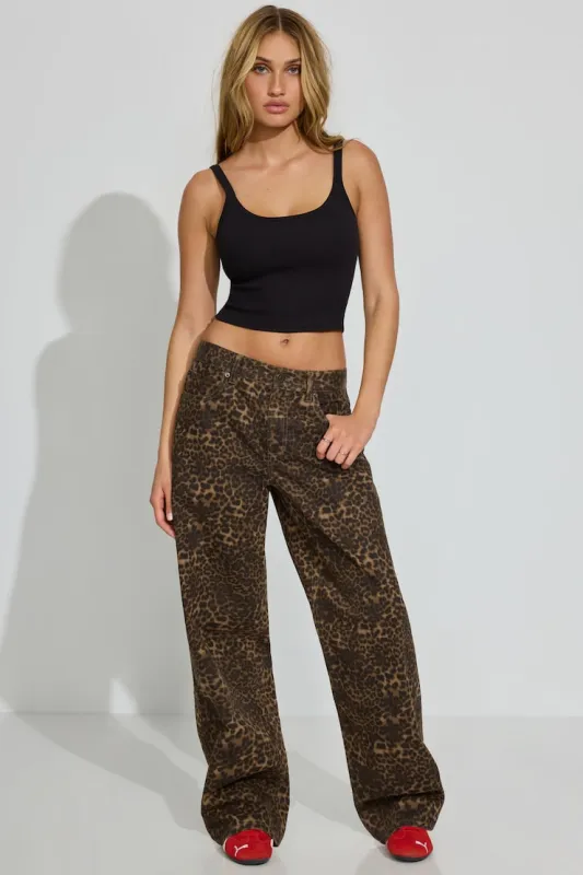 Low Rise Baggy Pants - Garage - Brown - Women Clothing made by Garage