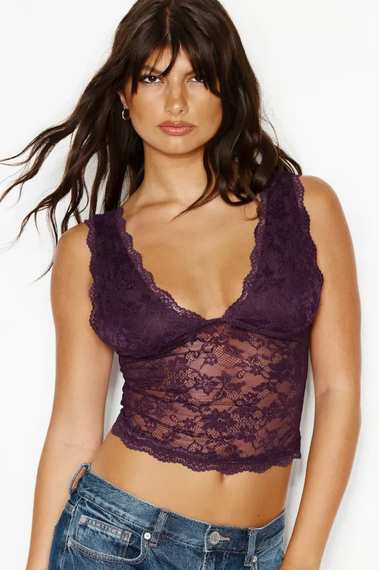 Lace Plunge Tank Top - Garage - Purple - Women Clothing made by Garage