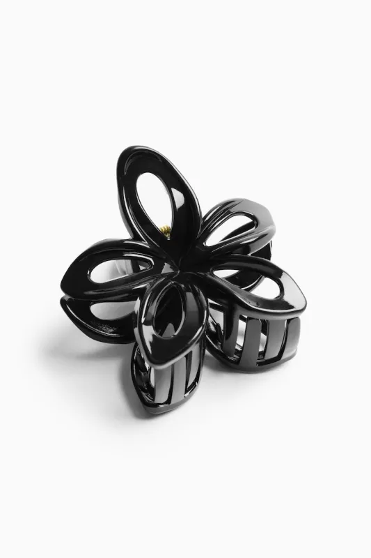 Open Flower Claw Hair Clip - Garage - Black - Women Clothing made by Garage