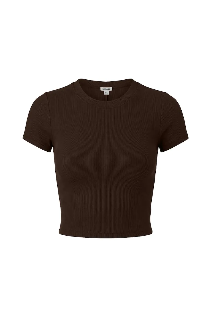 SnatchRib Cropped Crewneck T-Shirt - Garage - Brown - Women Clothing sold by Garage product image thumbnail 2