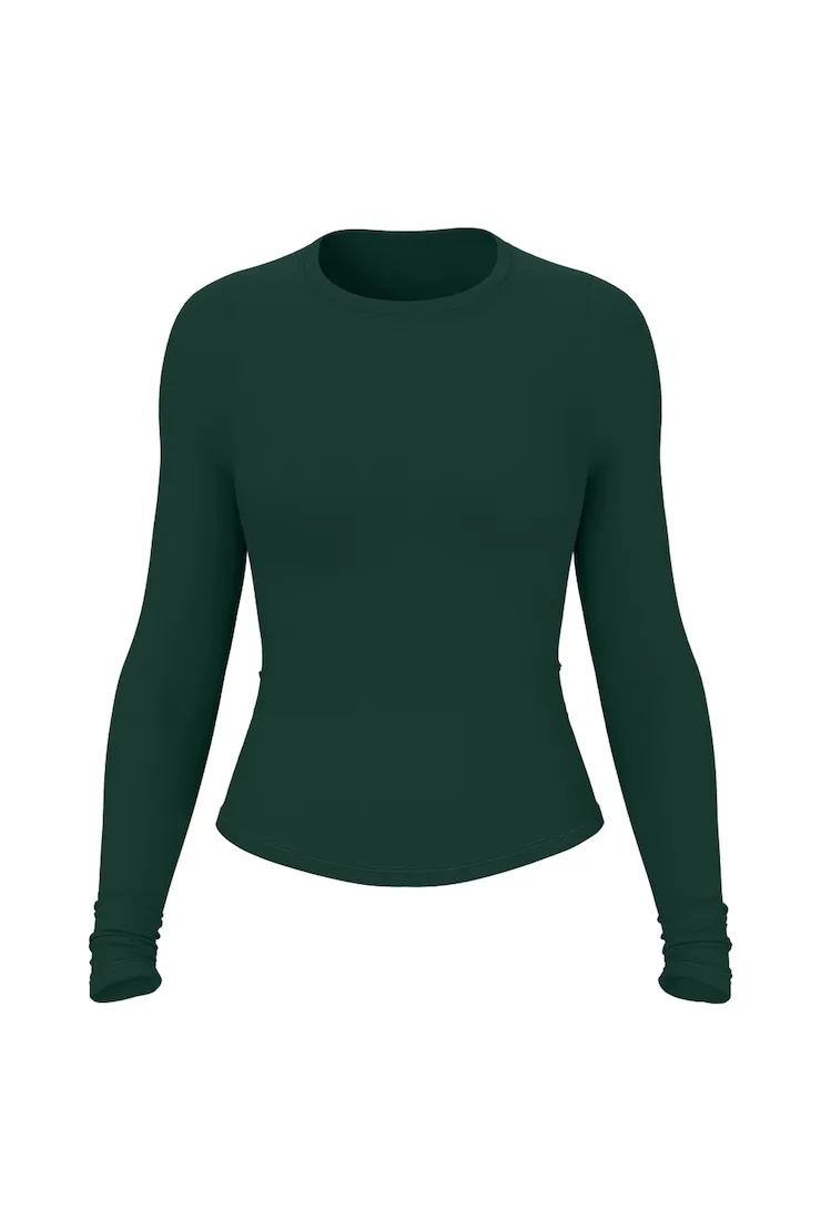 Sleek Crewneck Longsleeve Top - Garage - Green - Women Clothing sold by Garage product image thumbnail 2