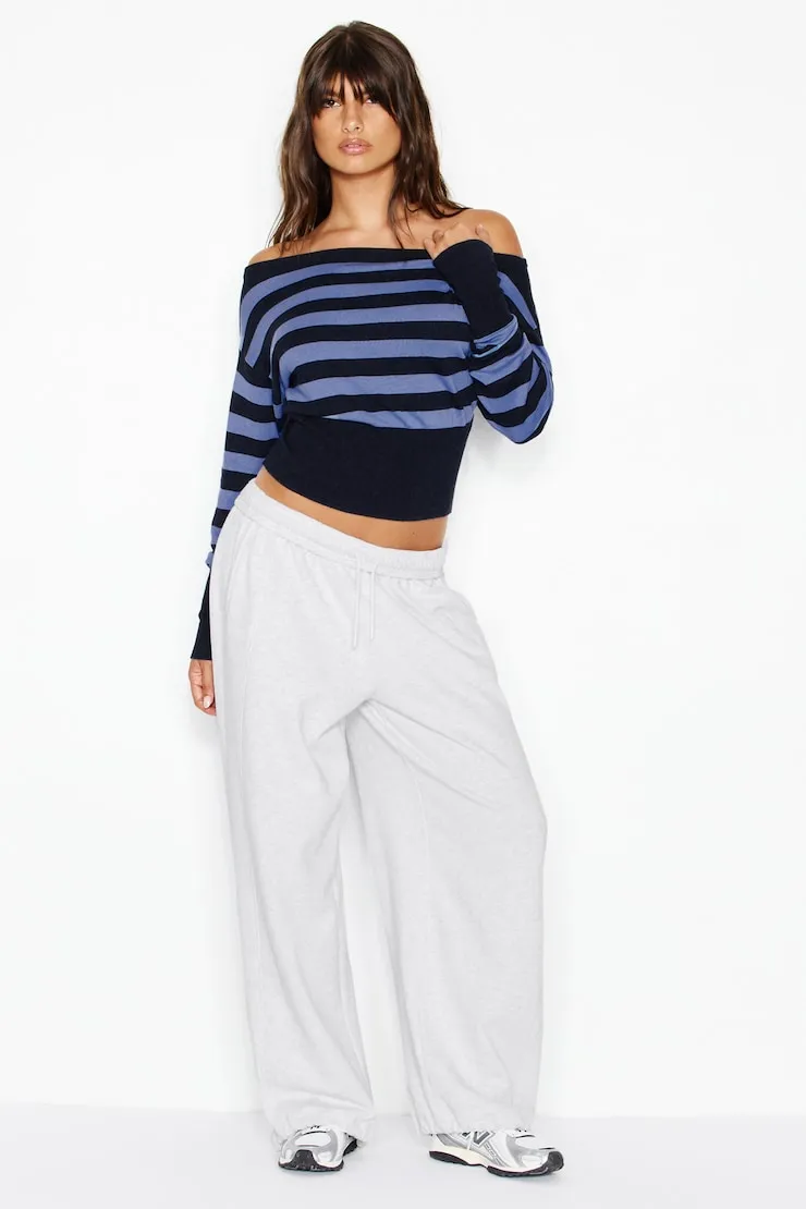 Off Shoulder Reset Long Sleeve Top - Garage - Navy - Women Clothing sold by Garage product image thumbnail 3