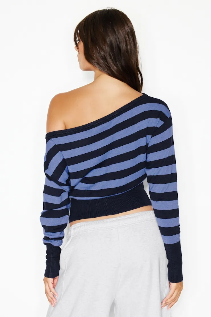 Off Shoulder Reset Long Sleeve Top - Garage - Navy - Women Clothing sold by Garage product image thumbnail 5