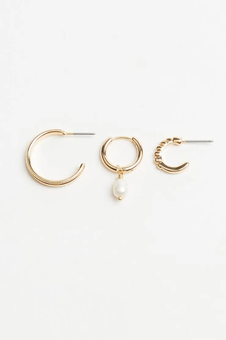 3 Pack Pearl Drop & Hoop Earrings - Garage - White - Women Clothing sold by Garage product image thumbnail 4