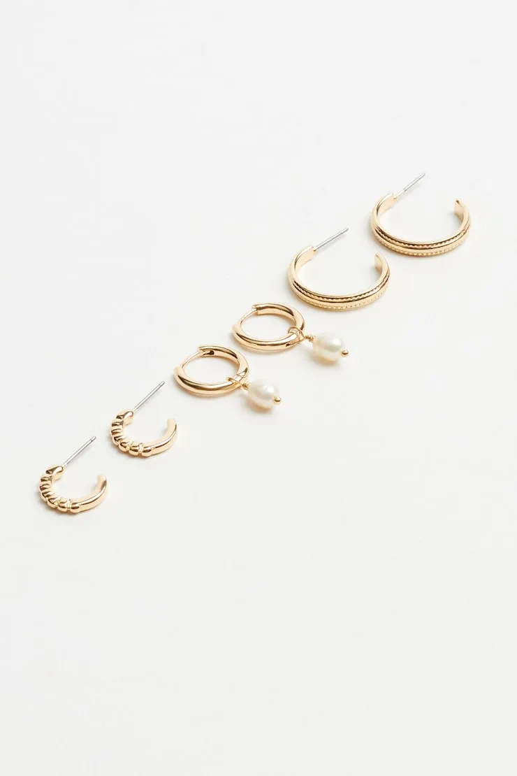 3 Pack Pearl Drop & Hoop Earrings - Garage - White - Women Clothing sold by Garage product image thumbnail 5