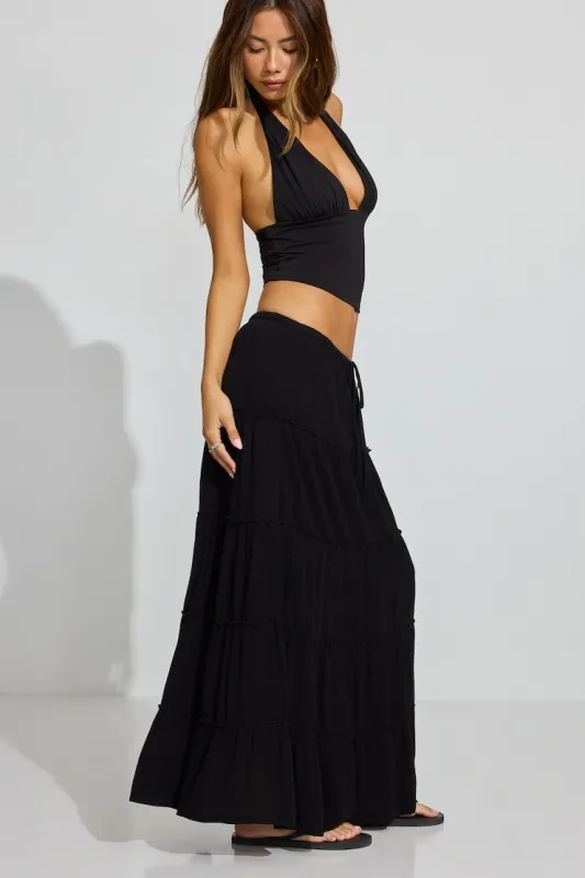 Tiered Maxi Skirt - Garage - Black - Women Clothing made by Garage