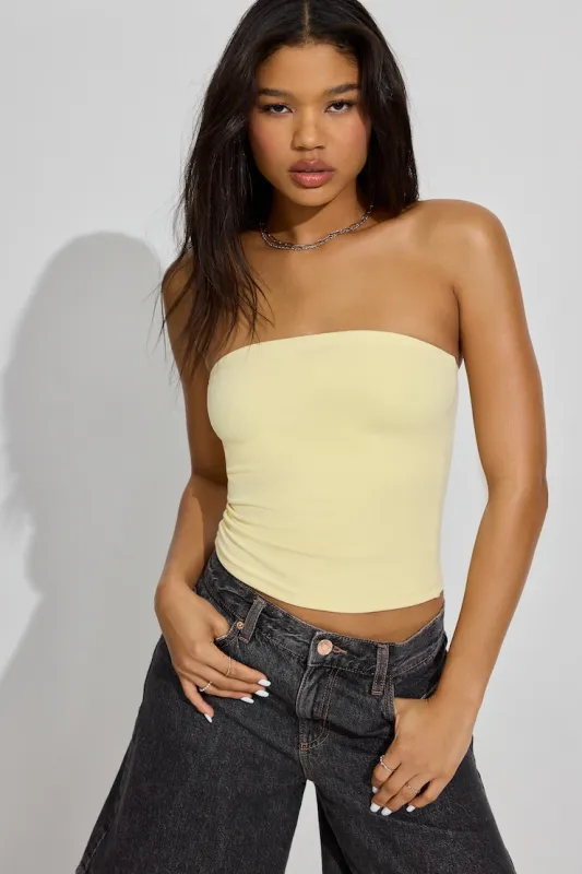 Sleek Longline Tube Top - Garage - Yellow - Women Clothing made by Garage