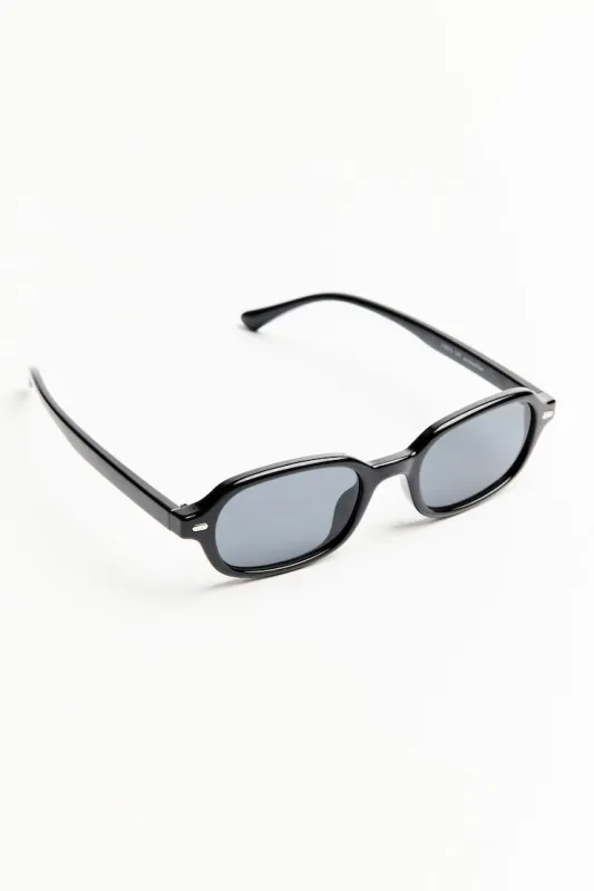 Rectangle Slim Sunnies - Garage - Black - Women Clothing made by Garage