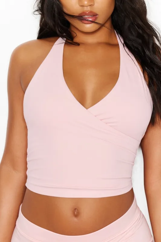 Active Wrap Halter Top - Garage - Pink - Women Clothing made by Garage