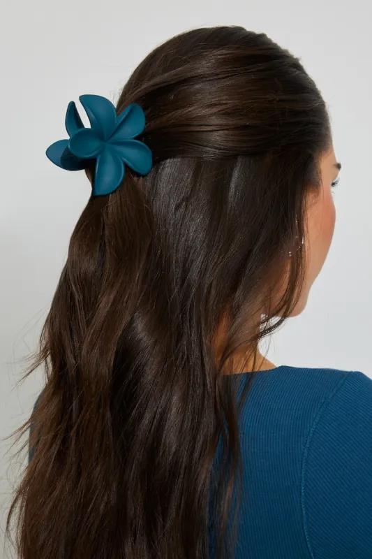Matte Flower Hair Claw - Garage - Blue - Women Clothing made by Garage
