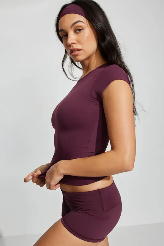 Sleek Crewneck T-Shirt - Garage - Burgundy - Women Clothing made by Garage