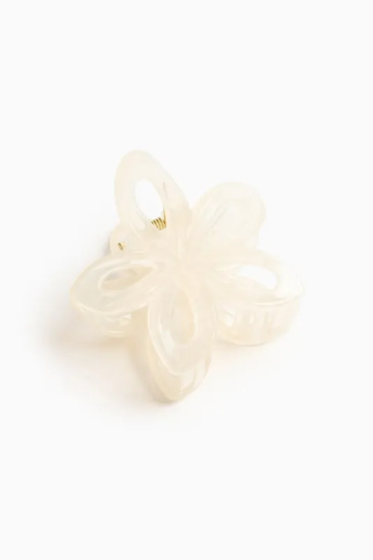 Open Flower Claw Hair Clip - Garage - White - Women Clothing made by Garage