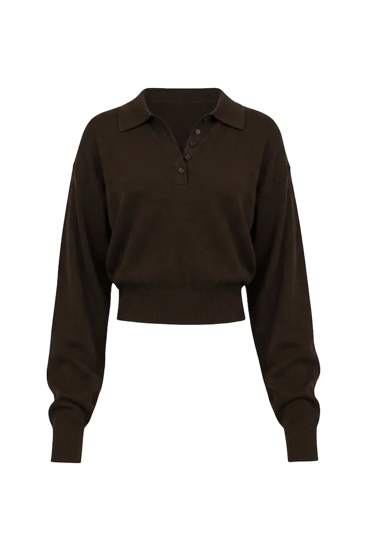 After Practice Polo Sweater - Garage - Brown - Women Clothing sold by Garage product image thumbnail 2