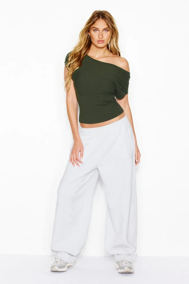 Off Shoulder Short Sleeve Cinch Waist Top - Garage - Green - Women Clothing sold by Garage product image thumbnail 4