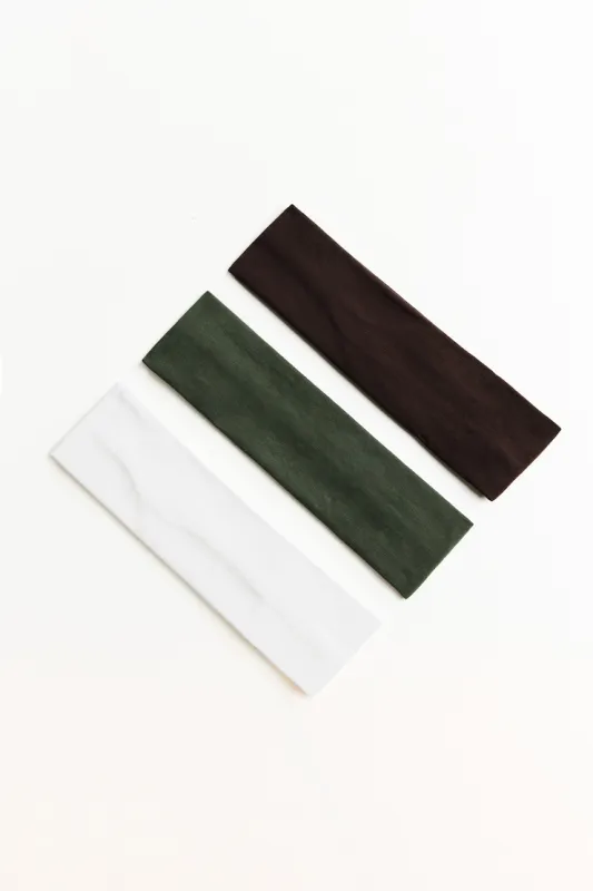 Set of 3 Stretchy Headbands - Garage - Green - Women Clothing made by Garage