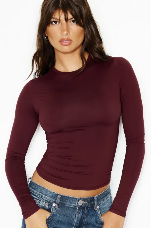 Baretouch Crewneck Long Sleeve Top - Garage - Red - Women Clothing made by Garage