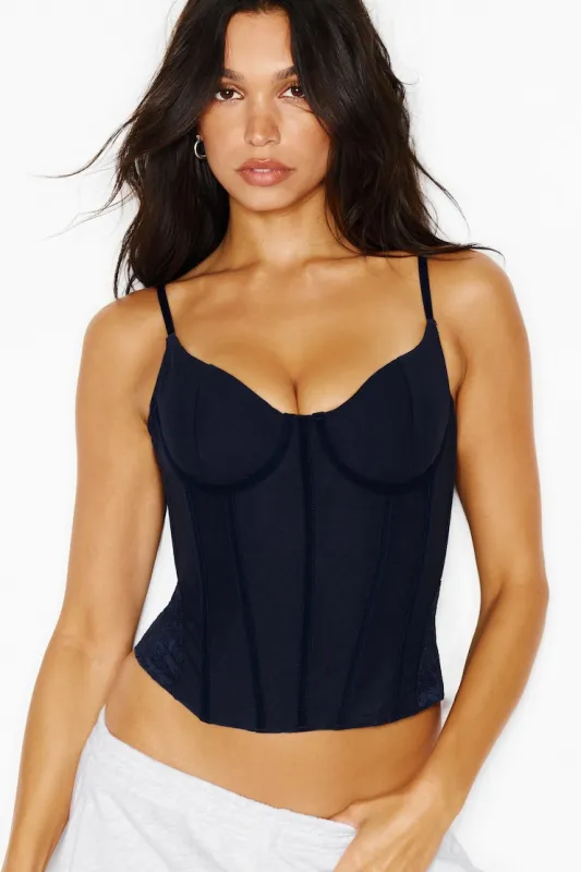 Tate Sweetheart Lace Corset - Garage - Navy - Women Clothing made by Garage