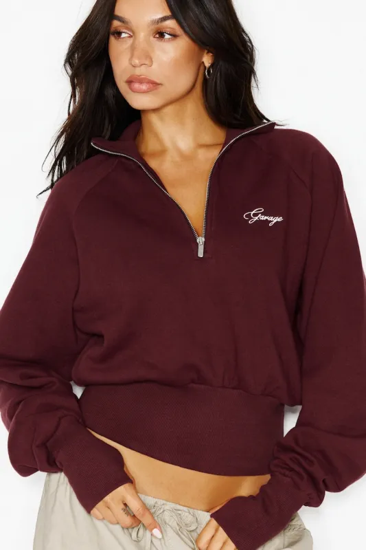 UltraFleece Funnel Half Zip Sweatshirt - Garage - Red - Women Clothing made by Garage