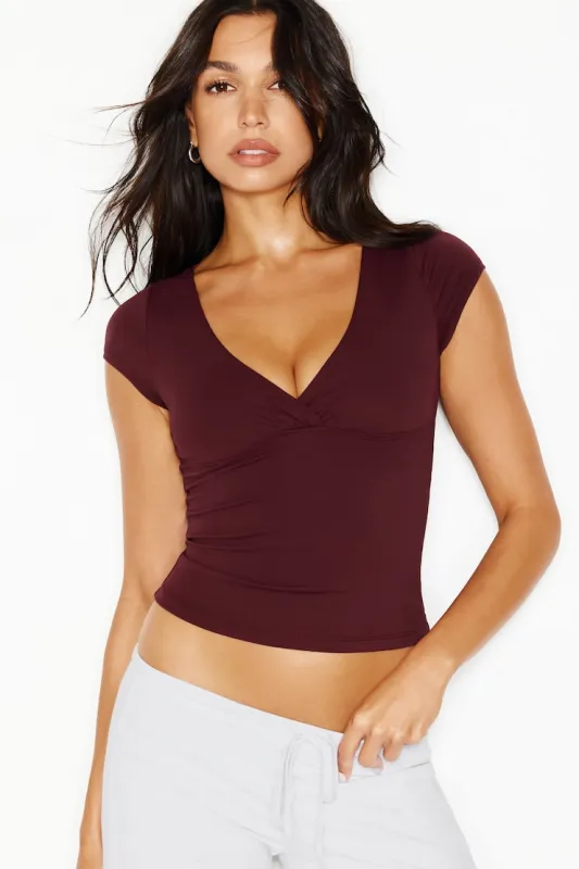 Sleek Crossover T-Shirt - Garage - Red - Women Clothing made by Garage