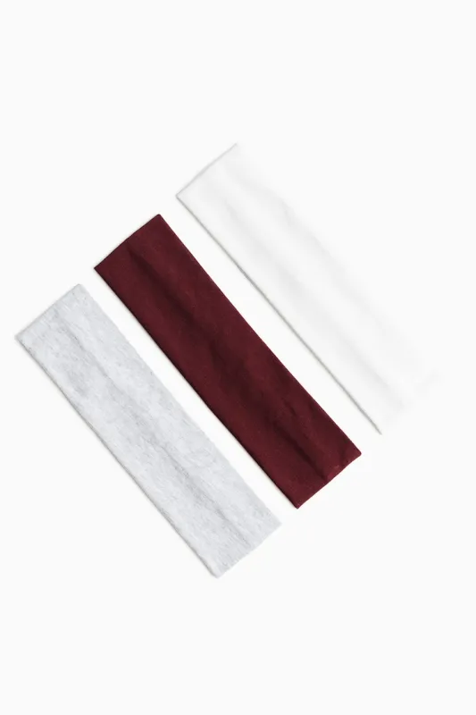 Set of 3 Stretchy Headbands - Garage - Burgundy - Women Clothing made by Garage