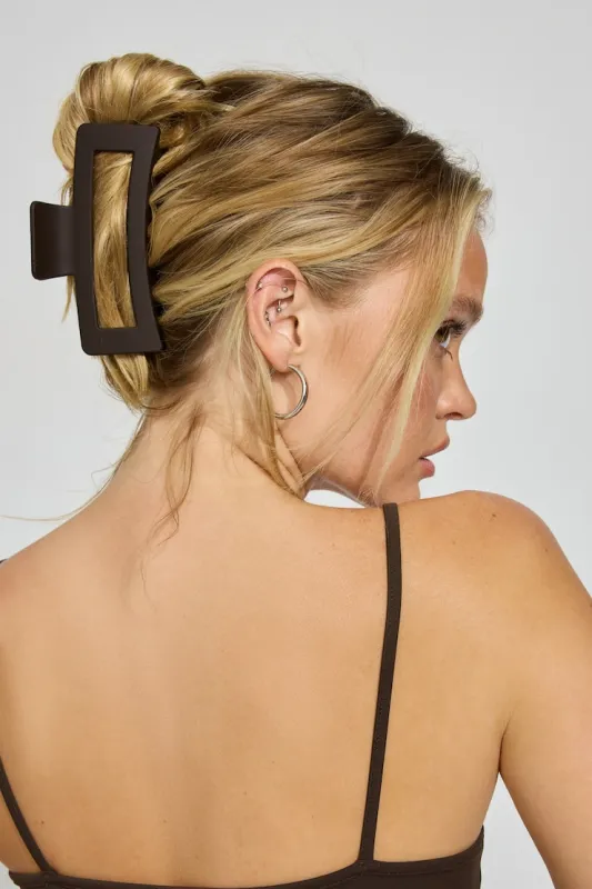 Oversized Rectangle Claw Clip - Garage - Brown - Women Clothing made by Garage