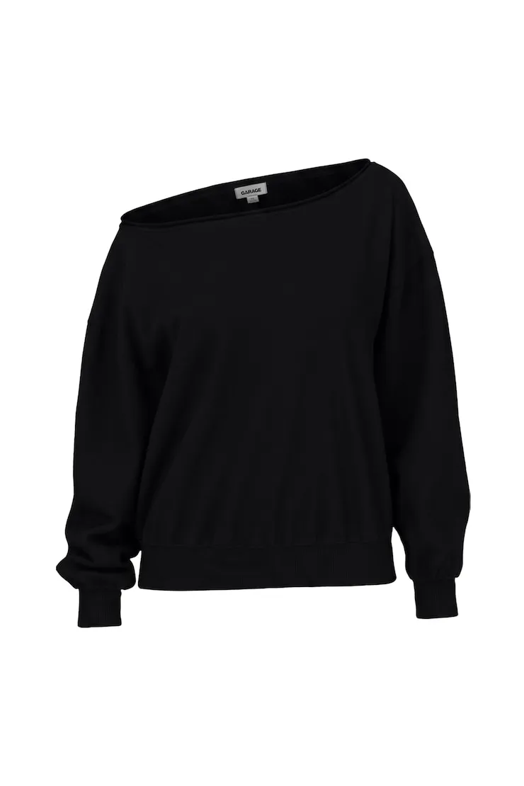 SoftTerry Off Shoulder Sweatshirt - Garage - Black - Women Clothing sold by Garage product image thumbnail 2