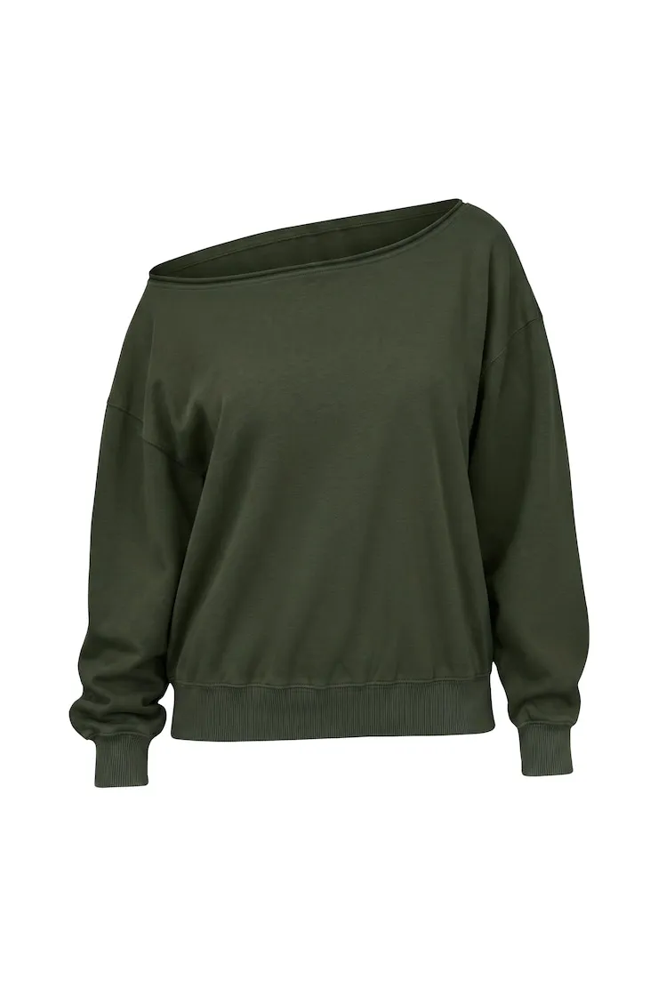SoftTerry Off Shoulder Sweatshirt - Garage - Green - Women Clothing sold by Garage product image thumbnail 2