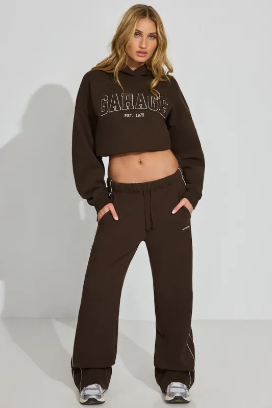 UltraFleece Straight Leg Sweatpants With Piping - Garage - Brown - Women Clothing made by Garage