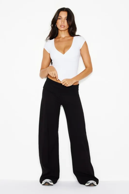 Brushed StretchTerry™ Wide Leg Pants - Garage - Black - Women Clothing made by Garage