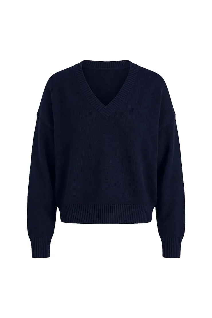 Throwover V-Neck Sweater - Garage - Navy - Women Clothing sold by Garage product image thumbnail 2