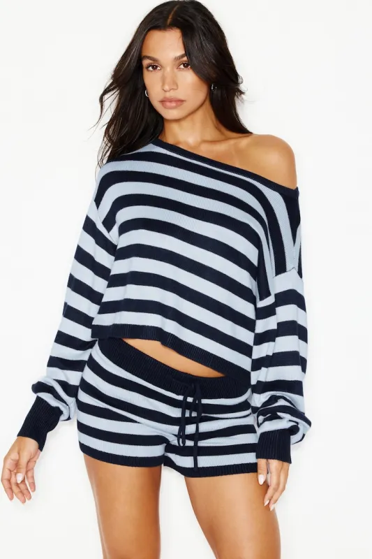Boatneck Sweater - Garage - Navy - Women Clothing made by Garage