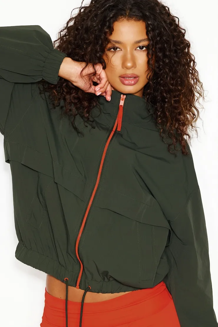 Long Water Repellent Windbreaker - Garage - Green - Women Clothing sold by Garage product image thumbnail 2