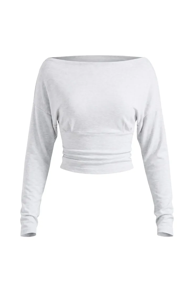 Asymmetric Snatched Waist Long Sleeve Top - Garage - Greys - Women Clothing sold by Garage product image thumbnail 2